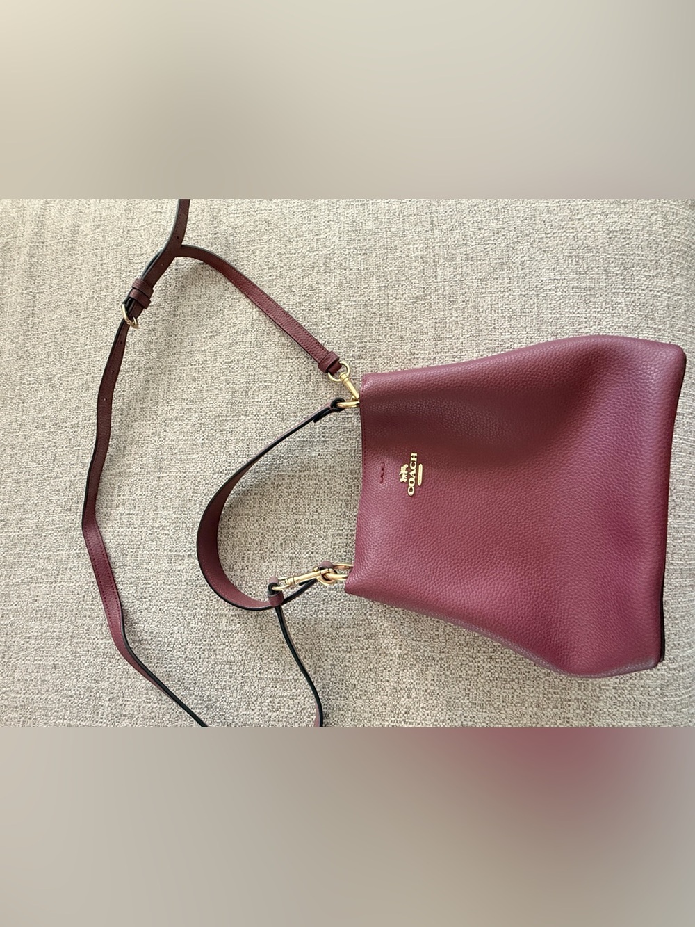 Coach Pebbled Leather Shoulder Bag in Berry